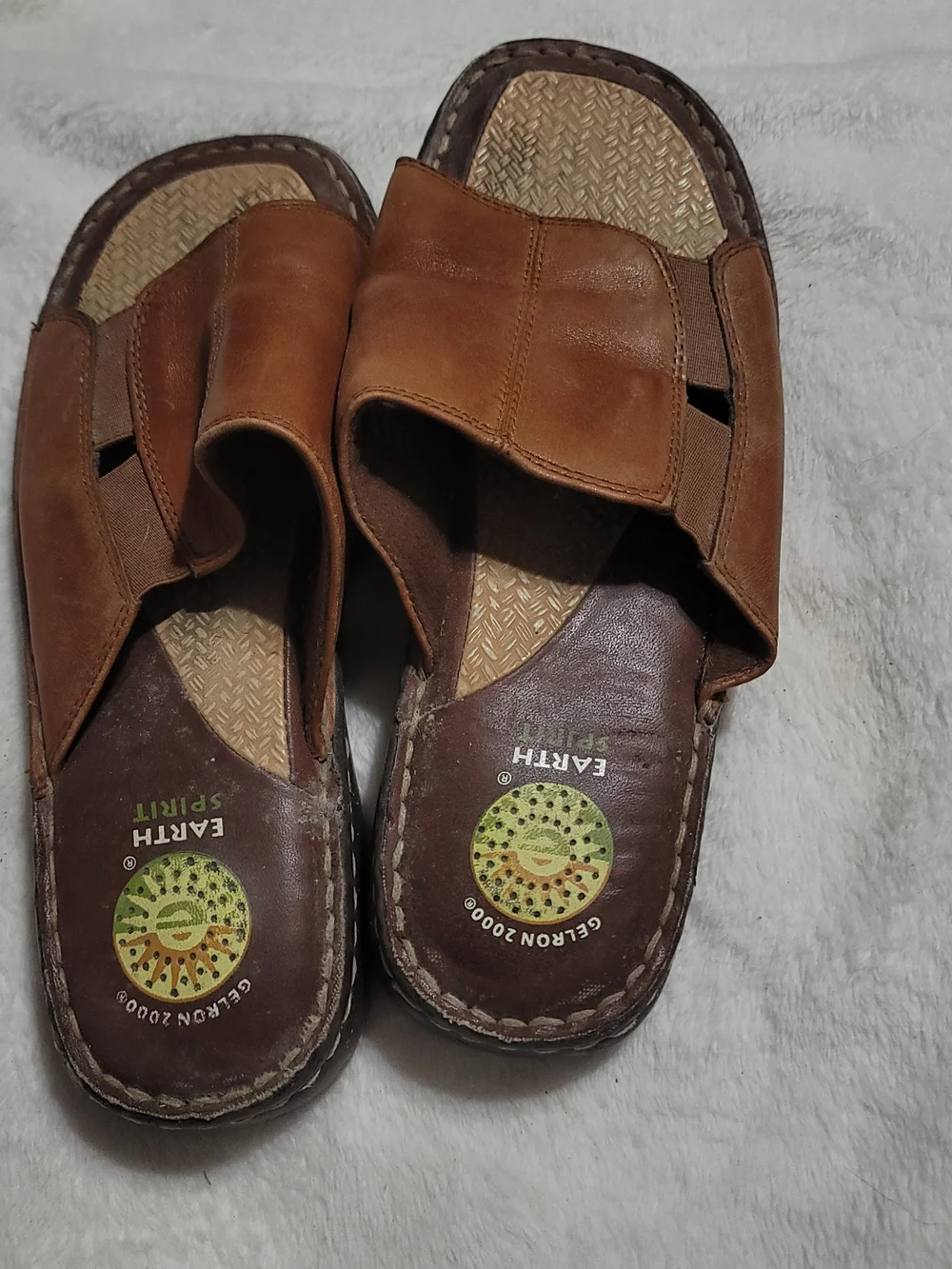Earth Spirit Womens Brown Leather Slide Sandals Sz 9 Comfort Slip On